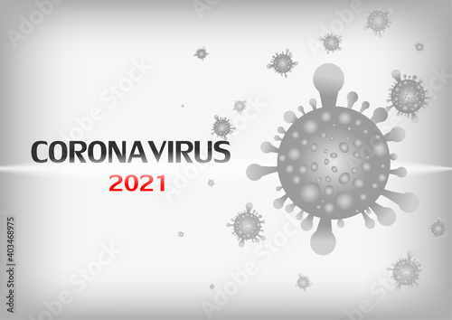 Vector : 2021 Coronavirus on gray background