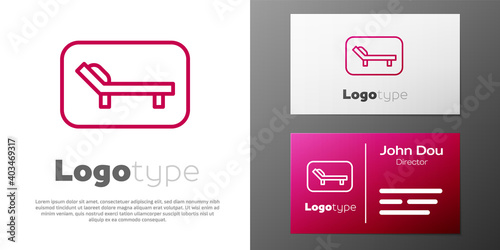 Logotype line Sunbed icon isolated on white background. Sun lounger. Logo design template element. Vector.
