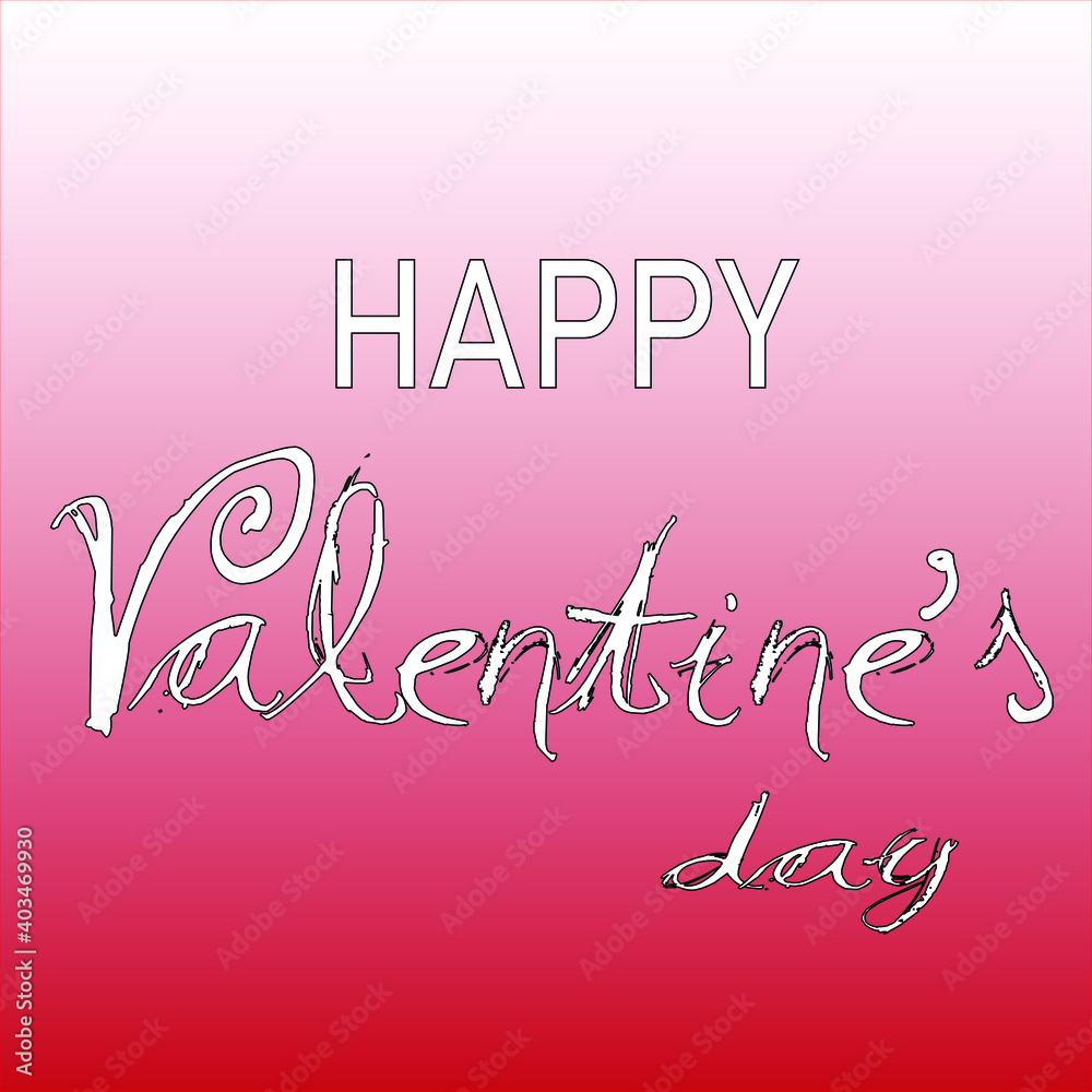 Happy Valentines Day typography poster with handwritten calligraphic text highlighted on white background. Vector illustration. - Vector