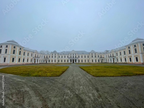 Vyshnivetsʹkyy Zamok in fog photo