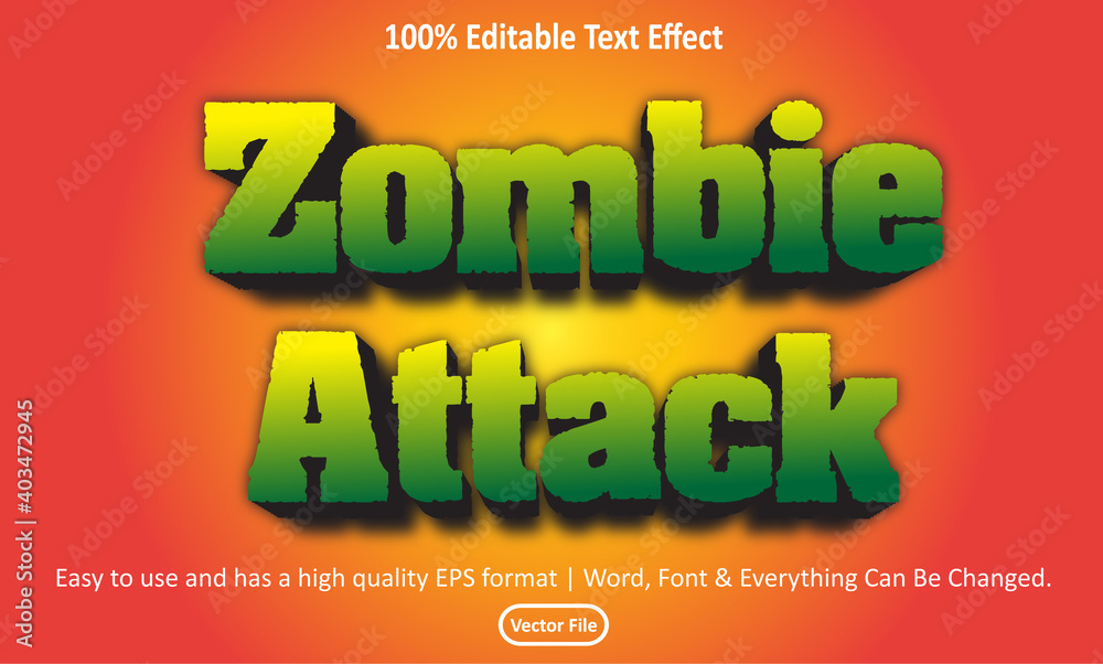 Zombie Attack Vector Text Effect, Editable Text Effect Zombie Attack Vector Text Effect, Editable Text Effect