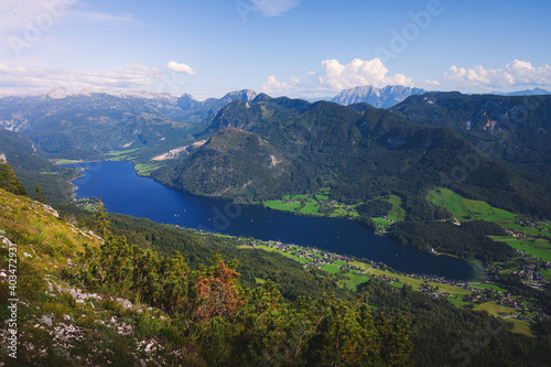 View of Lake Altaussee from Mount Trisselwand  Austria.