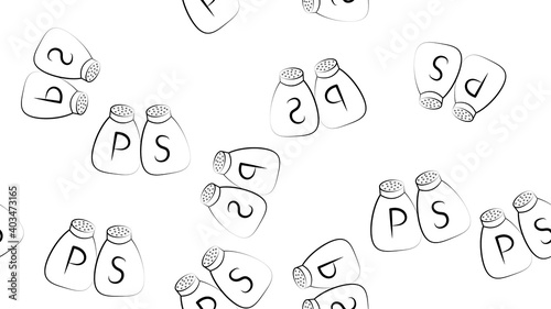 Grey Salt and pepper icon isolated seamless pattern on white background. Cooking spices. Vector Illustration
