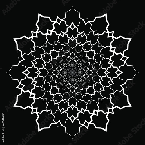 White vector zigzag shape in ring form. Geometric art. Design element for frame, logo, blackout tattoo, sign, symbol, web pages, prints, posters, template, pattern and abstract background