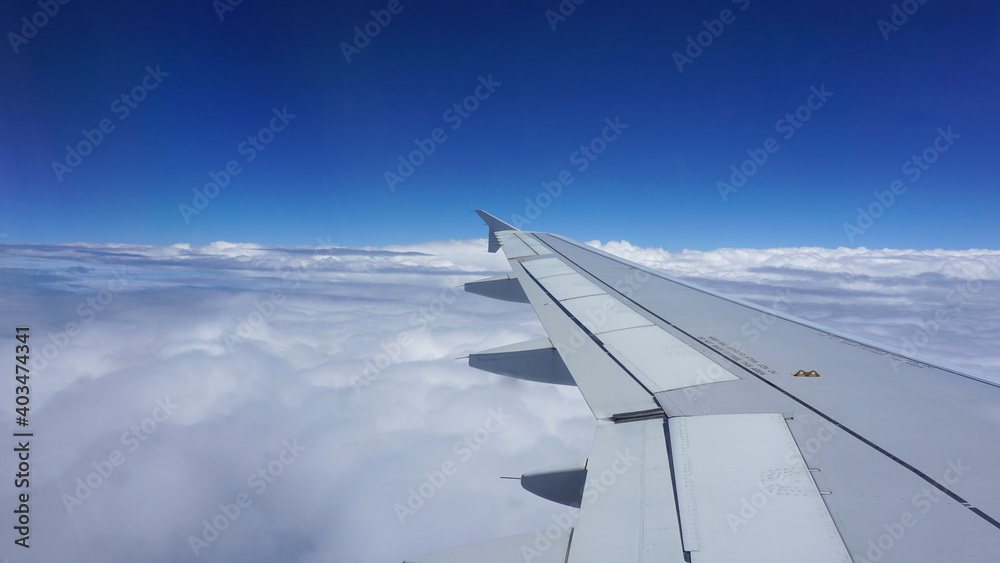 the view out of an airplane window close to Cabo Verde, on 23 November 2020