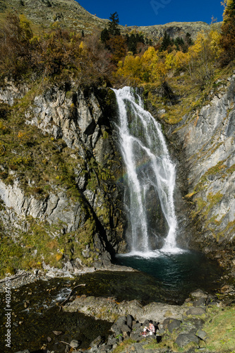 cascada del Saut deth Pish, valle de Varradós, Aran, Lerida, cordillera de los Pirineos, Spain, europe