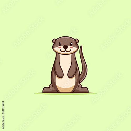 cute otter style. vector illustration. logo illustration of an otter made into a cute cartoon. flat cartoon style.