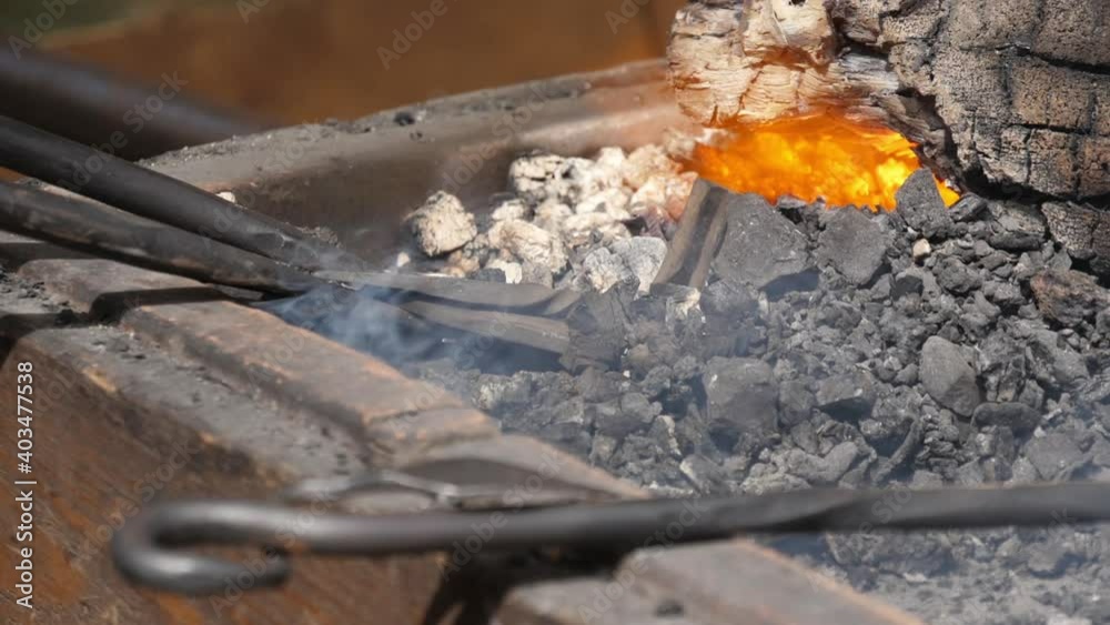 blacksmith coal forge burning slow motion blacksmith coal forge burning slow motion