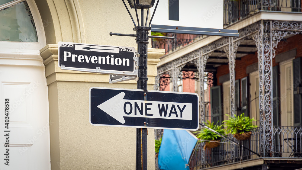 Obraz premium Street Sign to Prevention