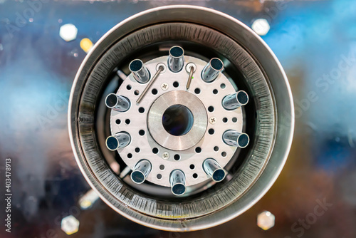 Foto close up front side of nozzle  burner head for industrial such as furnace or ove