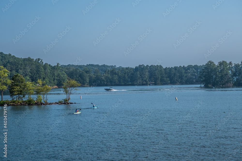 Kayaking and boating on the lake