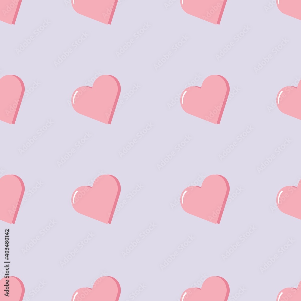 Romantic seamless pattern with pink hearts. Background for greeting cards, birthdays, invitations of the wedding, Valentine's Day. Vector illustration.