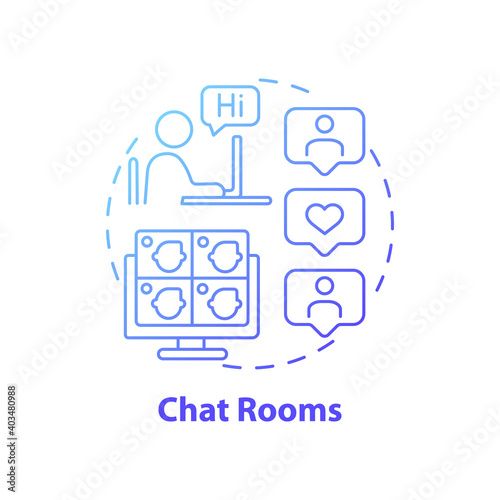 Chat rooms concept icon. New media example idea thin line illustration. Exchanging text-based messages in online space. Virtual room. Instant messaging. Vector isolated outline RGB color drawing