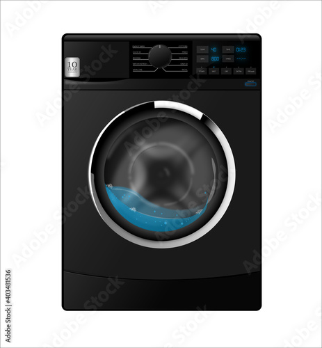Washing machine isolated on white background realistic illustration