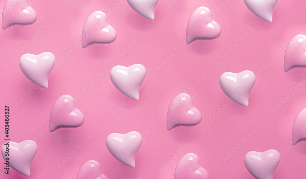 pattern with hearts on pink background