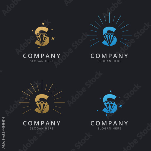 Letter S with luxury abstract diamond logo template