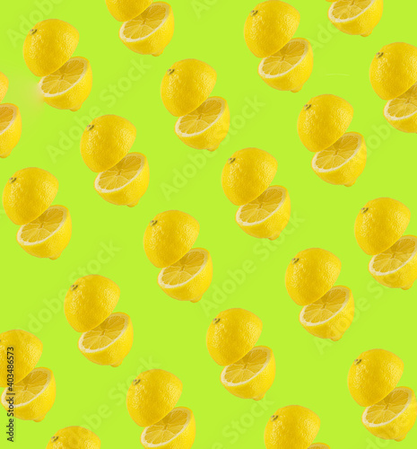 pattern of floating lemon,top view food.copy space.