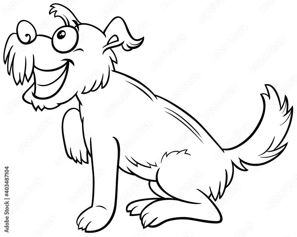 cartoon shaggy dog comic animal character coloring book page cartoon shaggy dog comic animal character coloring book page