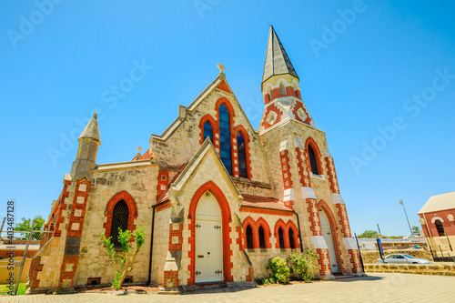 Wallpaper Mural main facade entrance of Scots Presbyterian Church is a Presbyterian church constructed from ashlar limestone with red-brick in Fremantle, Port of Perth in Western Australia. Torontodigital.ca