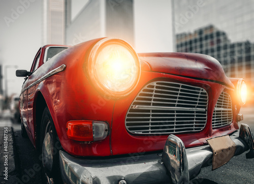 Old Red Car In The City Street © Dmitry Pistrov