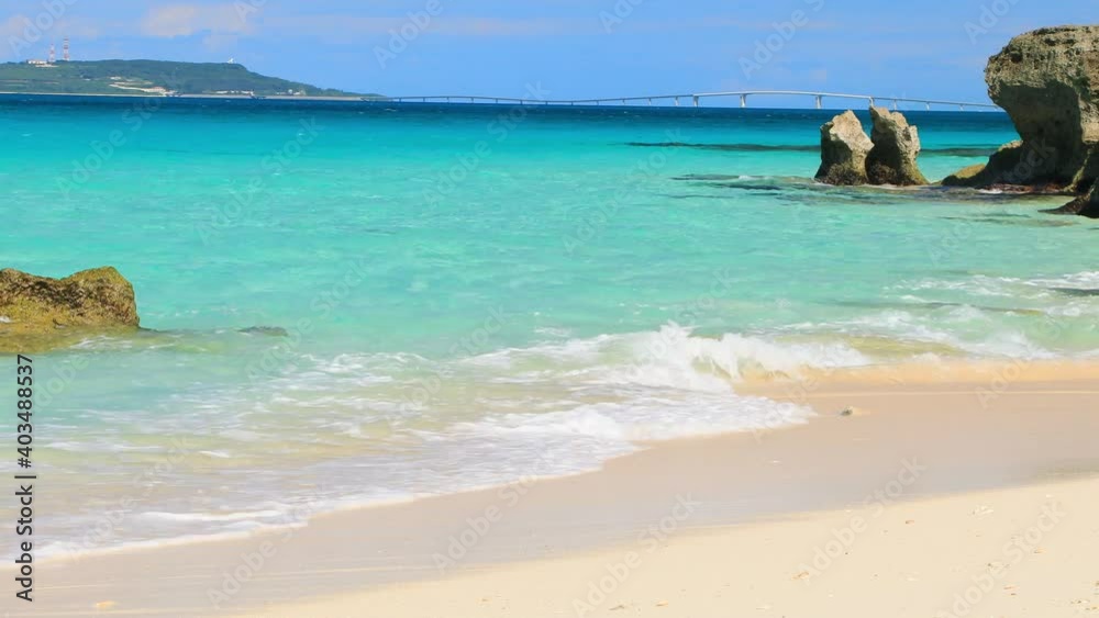 beautiful beach and clear waves in Okinawa Kurima island Nagama beach beautiful beach and clear waves in Okinawa Kurima island Nagama beach