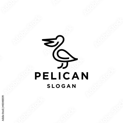 pelican bird logo vector icon in continuous line style 