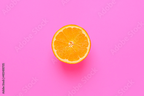 orange on pink background