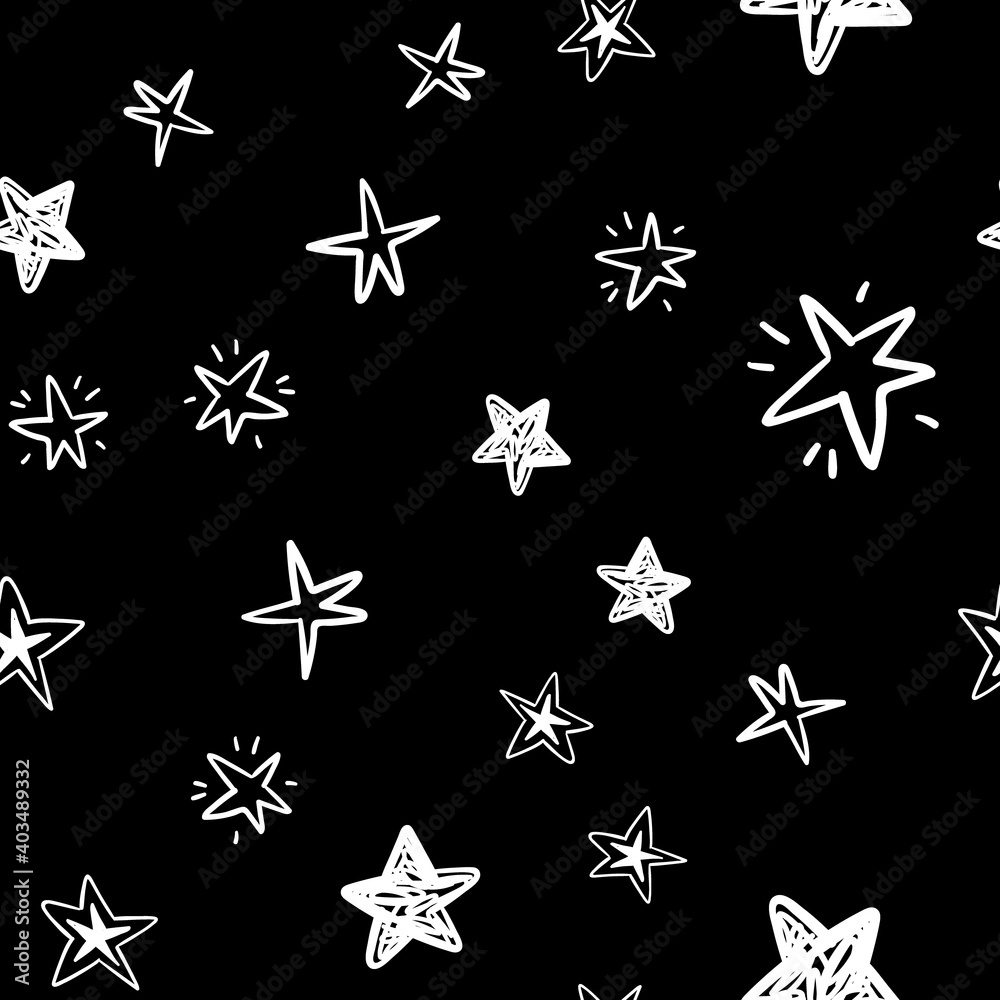 hand drawn stars seamless pattern. Doodle star texture. Sky and night background. hand drawn stars seamless pattern. Doodle star texture. Sky and night background.