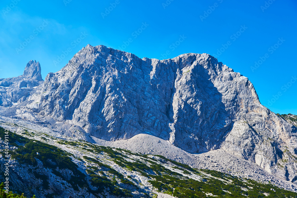 Dachstein mountains with Glasier in Austrian Alps. 
