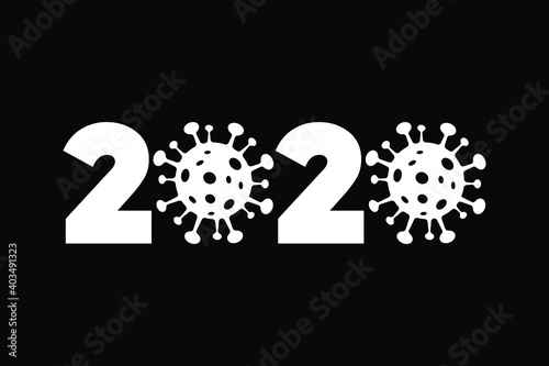 Coronavirus 2020 title. Vector illustration on black background