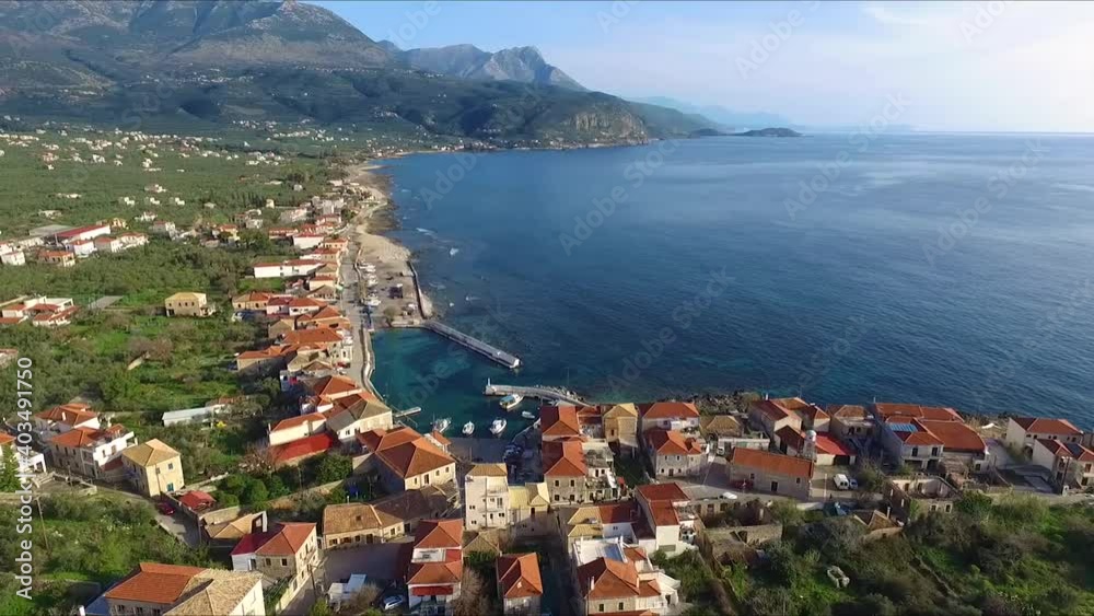Aerial view, of fishing village in GREECE Aerial view, of fishing village in GREECE