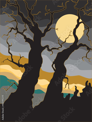 Old tree at night