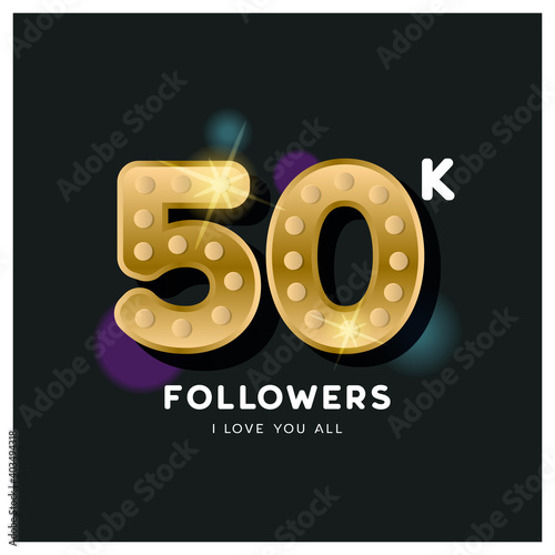 Thank you 50 thousand followers design template for banner celebration