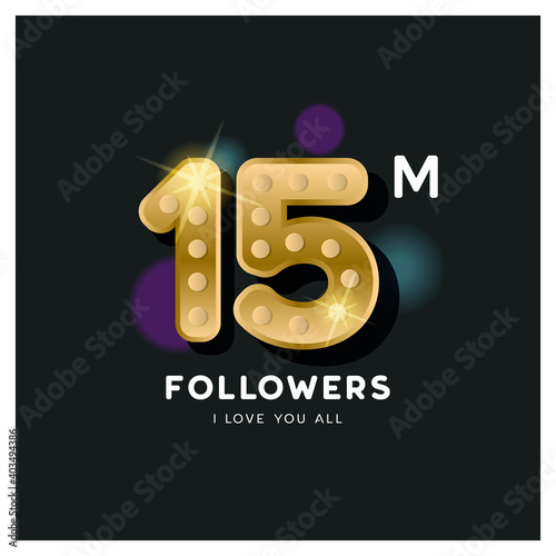 Thank you for 15 million followers design for banner and poster celebration