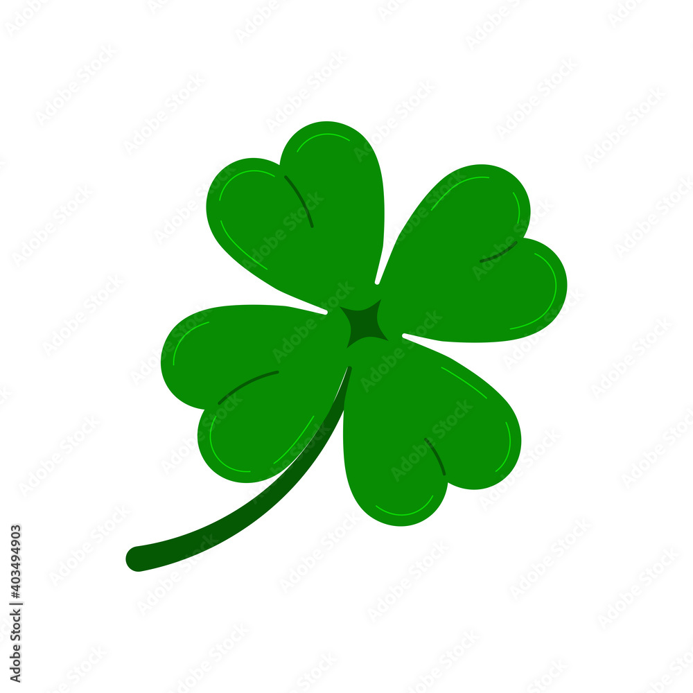Clover four leaf icon isolated on white background. Green good luck shamrock clover plant. Flat design cartoon style vector illustration. Traditional Irish symbol for St. Patrick's day. Clover four leaf icon isolated on white background. Green good luck shamrock clover plant. Flat design cartoon style vector illustration. Traditional Irish symbol for St. Patrick's day.