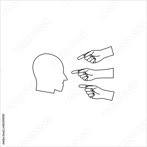 Social bullying icon. Harassment, social abuse and violence on white background