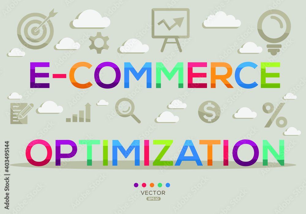 Obraz premium Creative (e-commerce optimization) Banner Word with Icons, Vector illustration. 