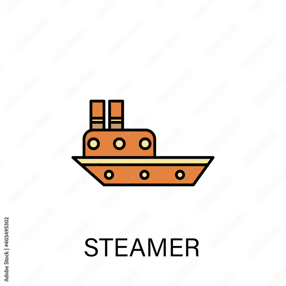 steamer ship sea transport outline icon. Signs and symbols can be used for web, logo, mobile app, UI, UX