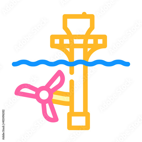 ocean electrical tidal power plant color icon vector illustration