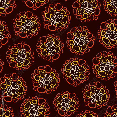 Abstract organic seamless pattern with spots, smooth rounded jumble shapes. Vector color background.
