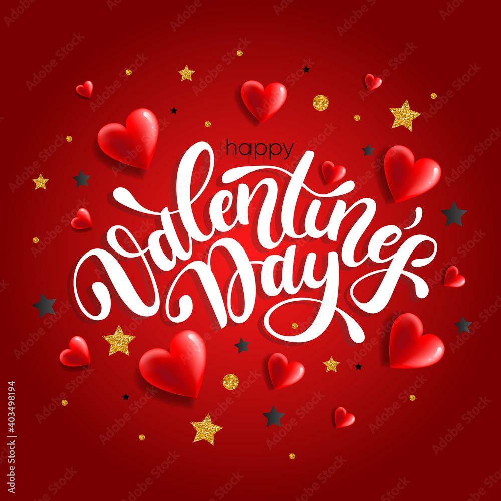 Lettering design for Valentines Day. Perfect for greeting card, poster, flyer and other. Vector illustration EPS10.