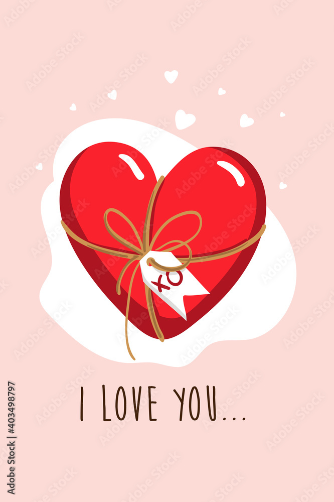Valentines day greeting card with heart. In love. Vector EPS10.