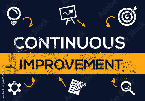 Creative (continuous improvement) Banner Word with Icons, Vector illustration.
