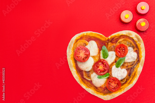  pizza with form of heart for valentine