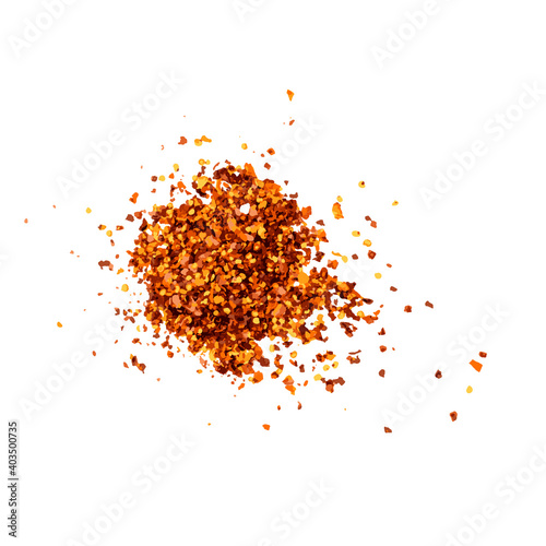 Red Chilli Pepper Flakes with Seeds Isolated