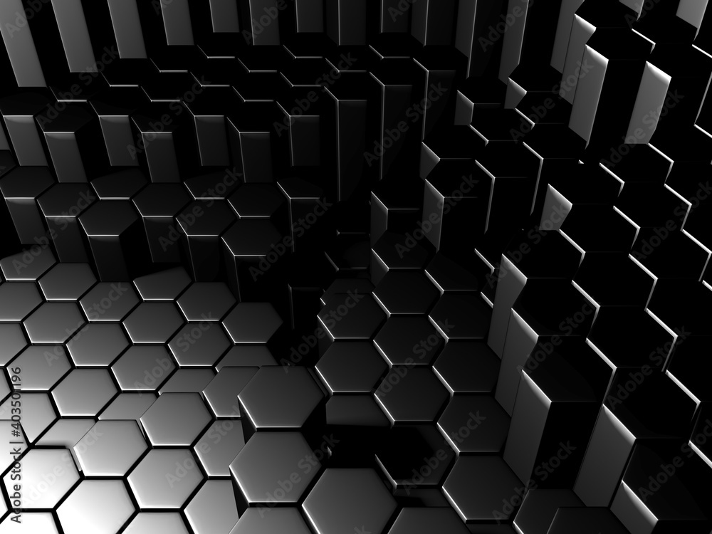 Fototapeta premium Chrome Metallic Hexagon Glossy Futuristic Background