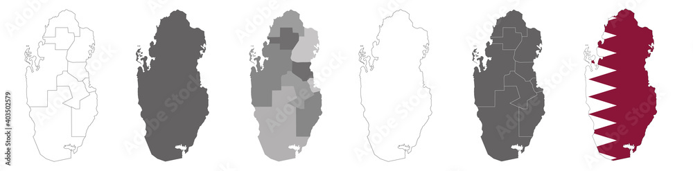 Fototapeta premium vector map flag of Quatar isolated on white background