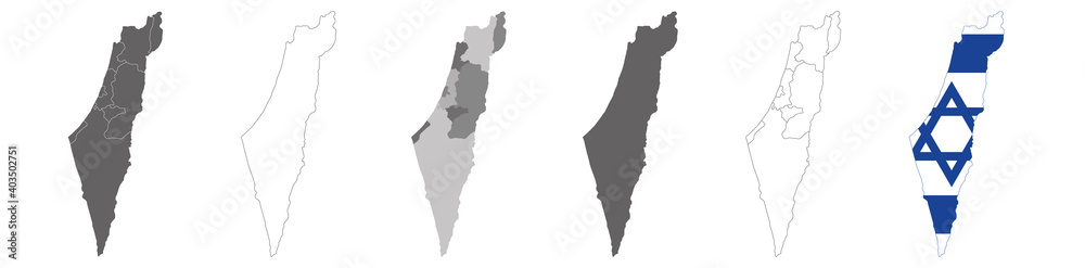 Naklejka premium vector map flag of Israel isolated on white background