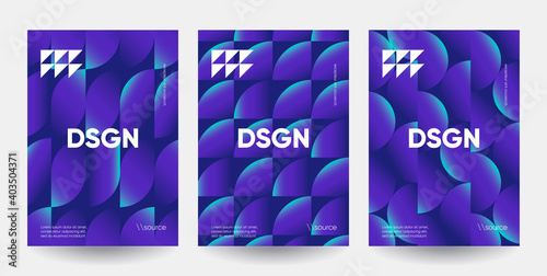 Minimalist posters set with grapient shape patterns. Eps10 vector.
