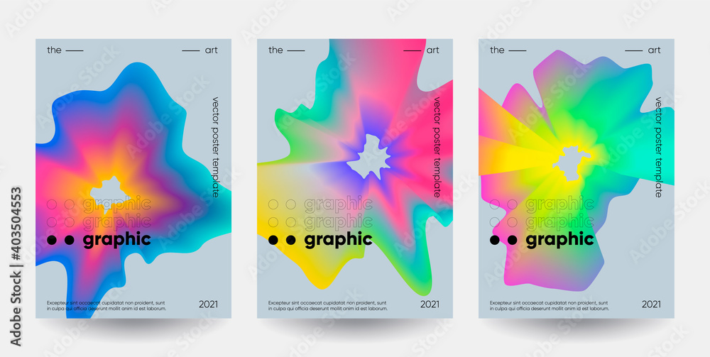 Modern gradient shapes composition. Abstract posters set.